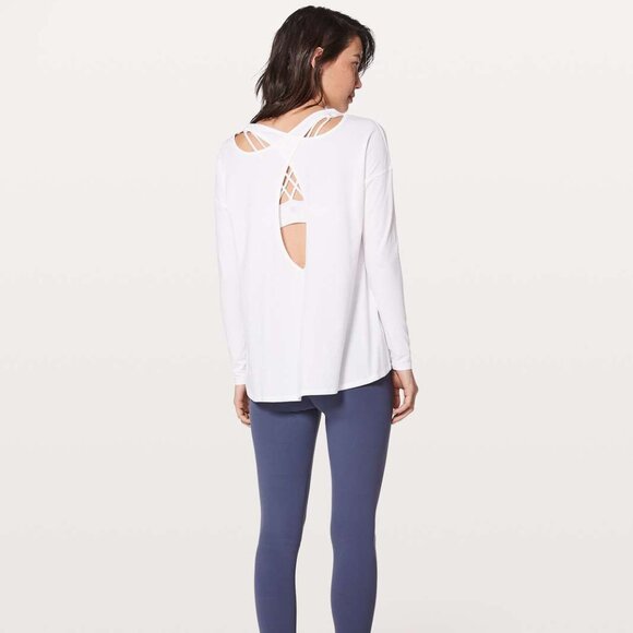 lululemon athletica Tops - Lululemon Back Into It White Long Sleeve Sz 8